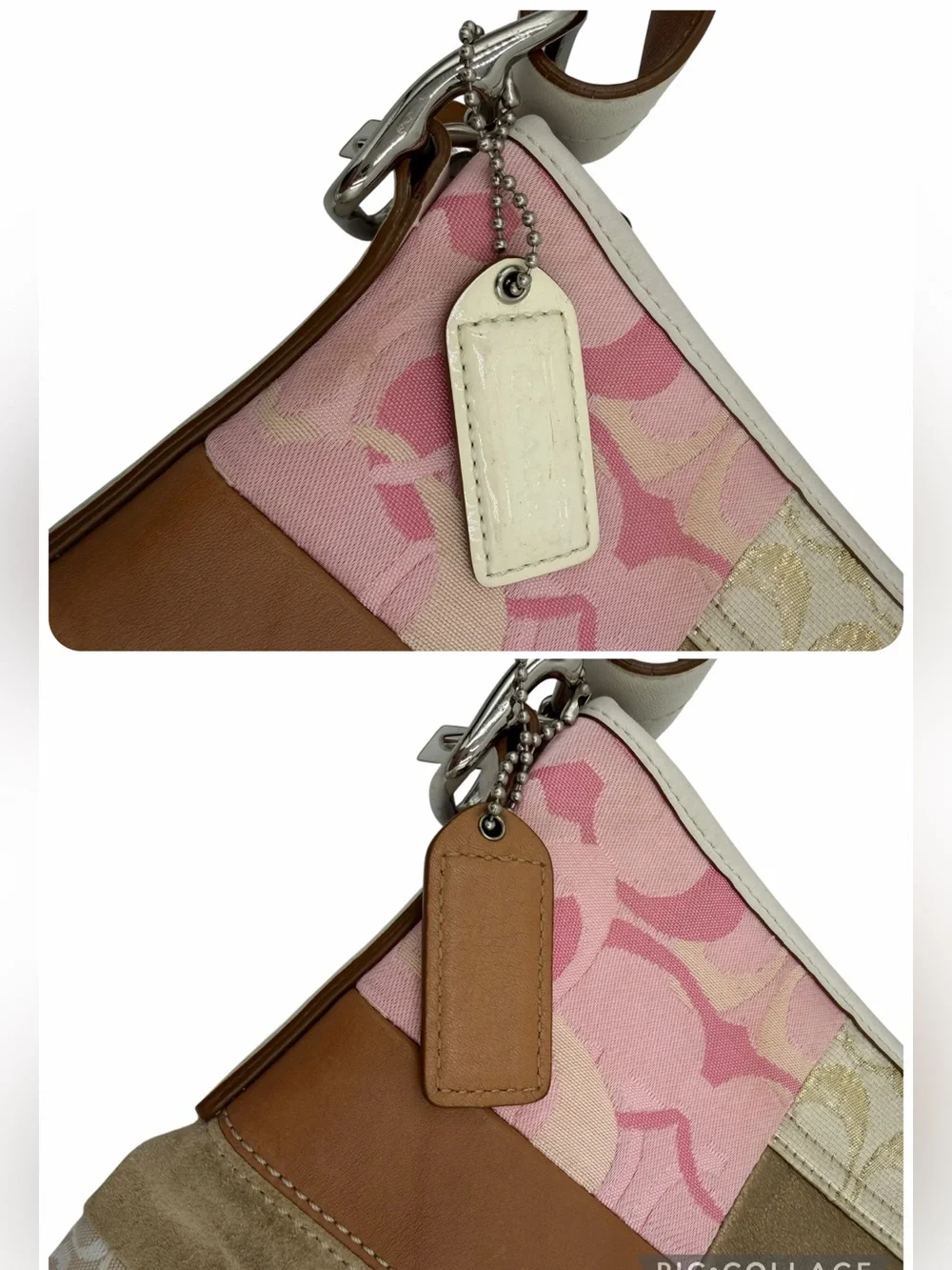 Coach Pastel Patchwork Hobo Shoulder Bag White Leather Y2K Rare F10877